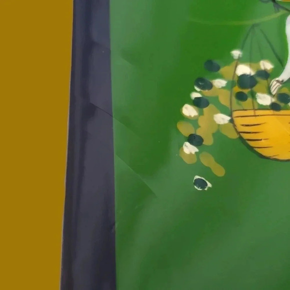 Vietnamese lacquerware tray set of 3 plate Set green black - Picture 5 of 10